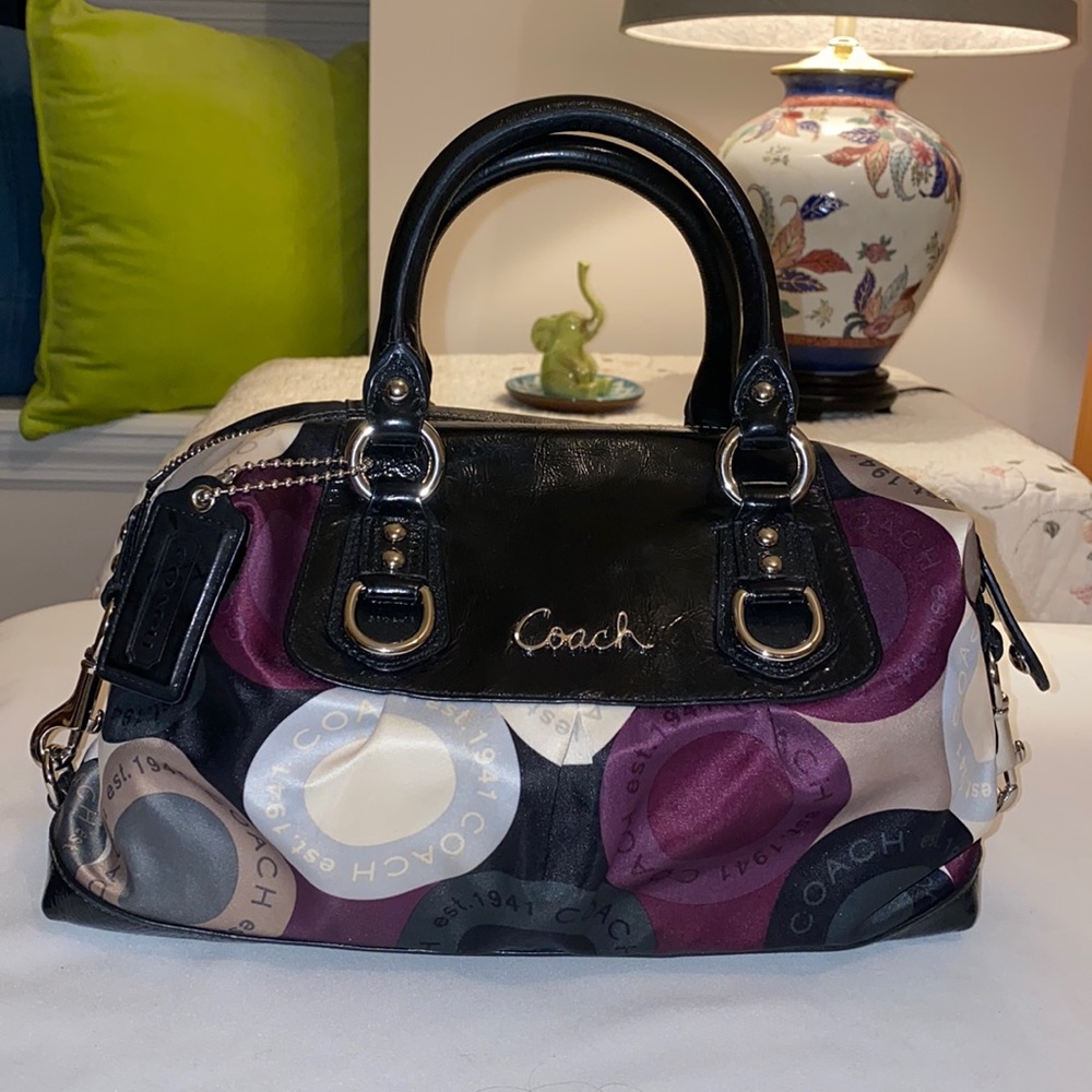 Vintage Coach Supercute!!  Mini Small Medium Coach Black Purple Multi EUC!!